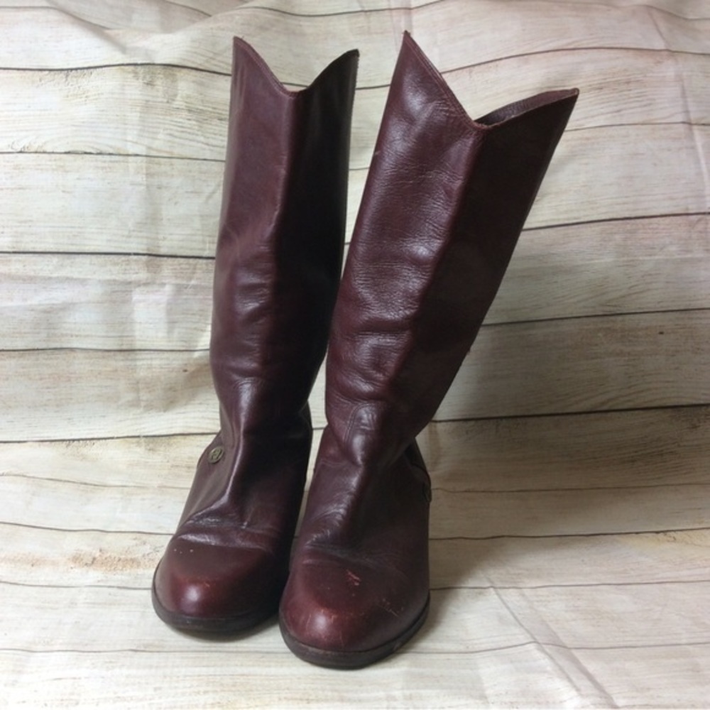 Etienne Aigner Burgundy Leather Heeled Boots - Picture 2 of 10